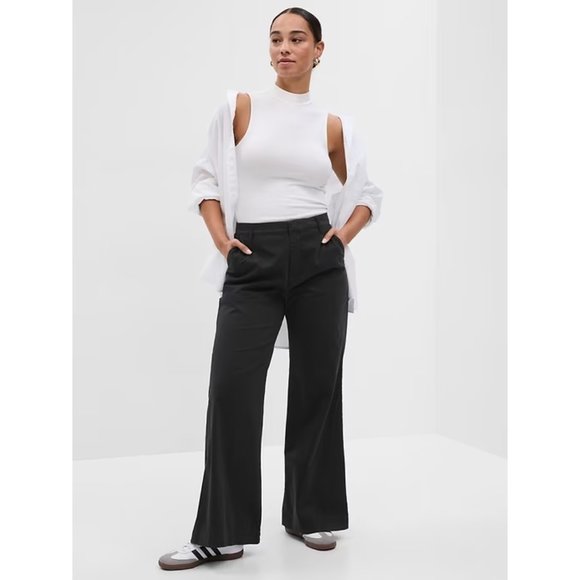 New NWT Gap Flare Khakis Pants 16T 16 TALL Black A666 - Picture 1 of 5
